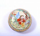 18/19C Chinese Canton Enamel Paste Ink Box Immortal God Toad  MK