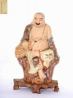 1910's Chinese Famille Rose Bodai Happy Buddha Marked