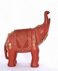 Vintage Chinese Large Cinnabar Lacquer Bejeweled Elephant Figure