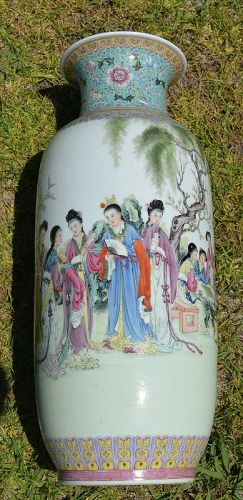 59cm Chinese Famille Rose Vase Dream Red Chamber 12 Lady