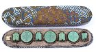 1900's Chinese Solid Silver Carved Turquoise Coin Bangle Bracelet Box